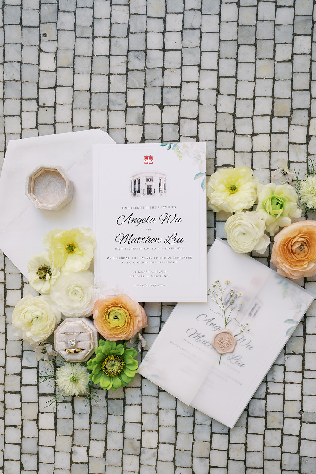 Invitations for a wedding at a unique Baltimore wedding venue