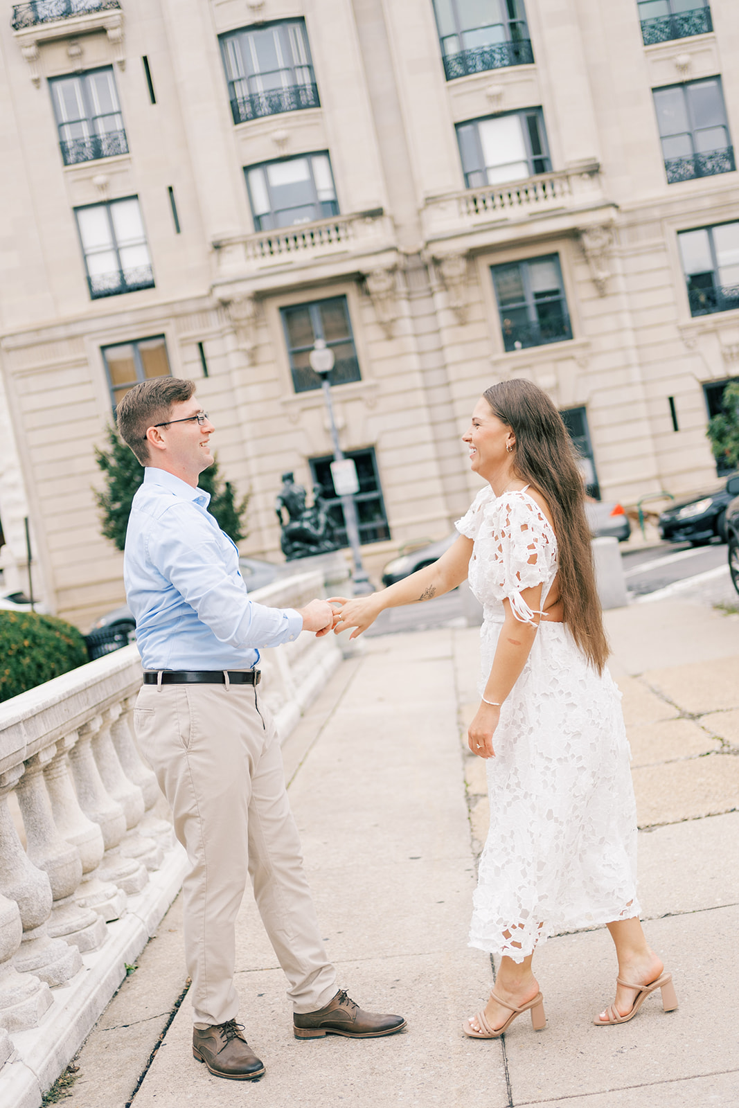 Man and woman dance in Mount Vernon in Baltimore