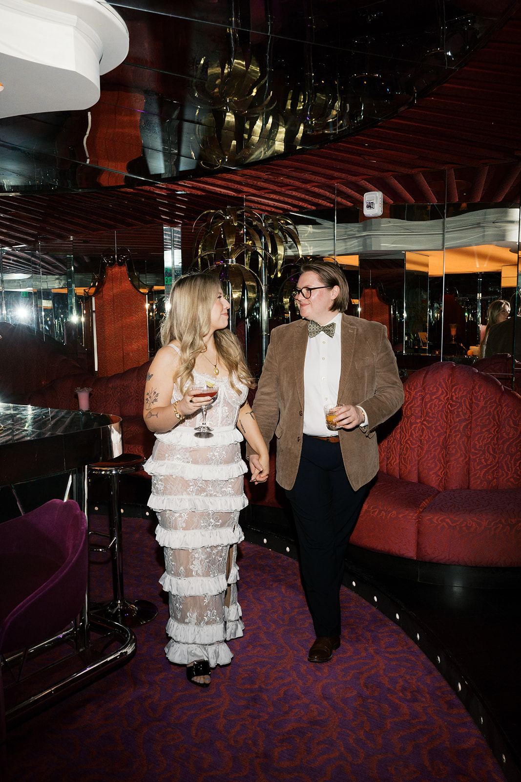 Couple at Bloom's for their Baltimore engagement photos