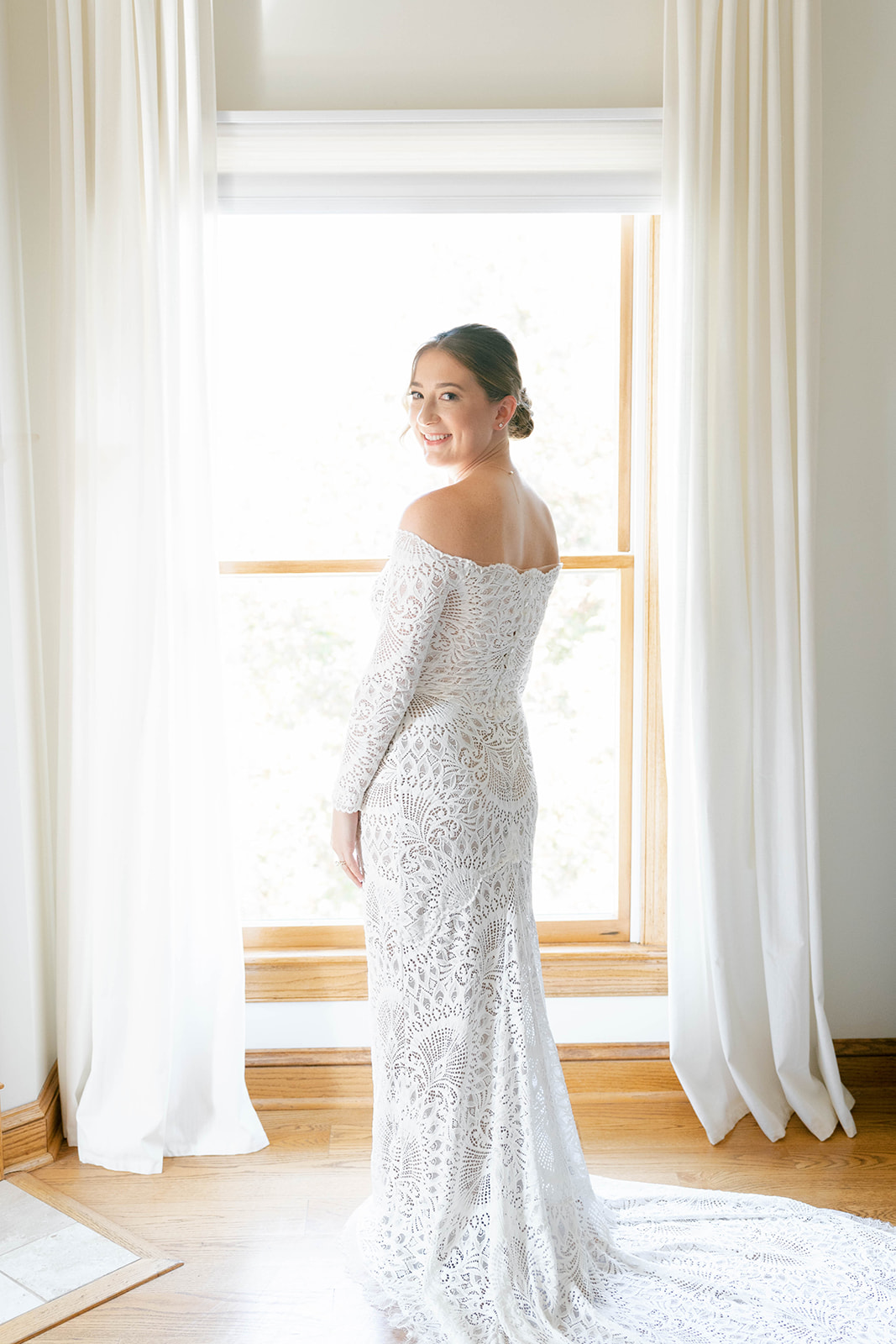 Bride getting ready for her Vignon Manor Farm wedding