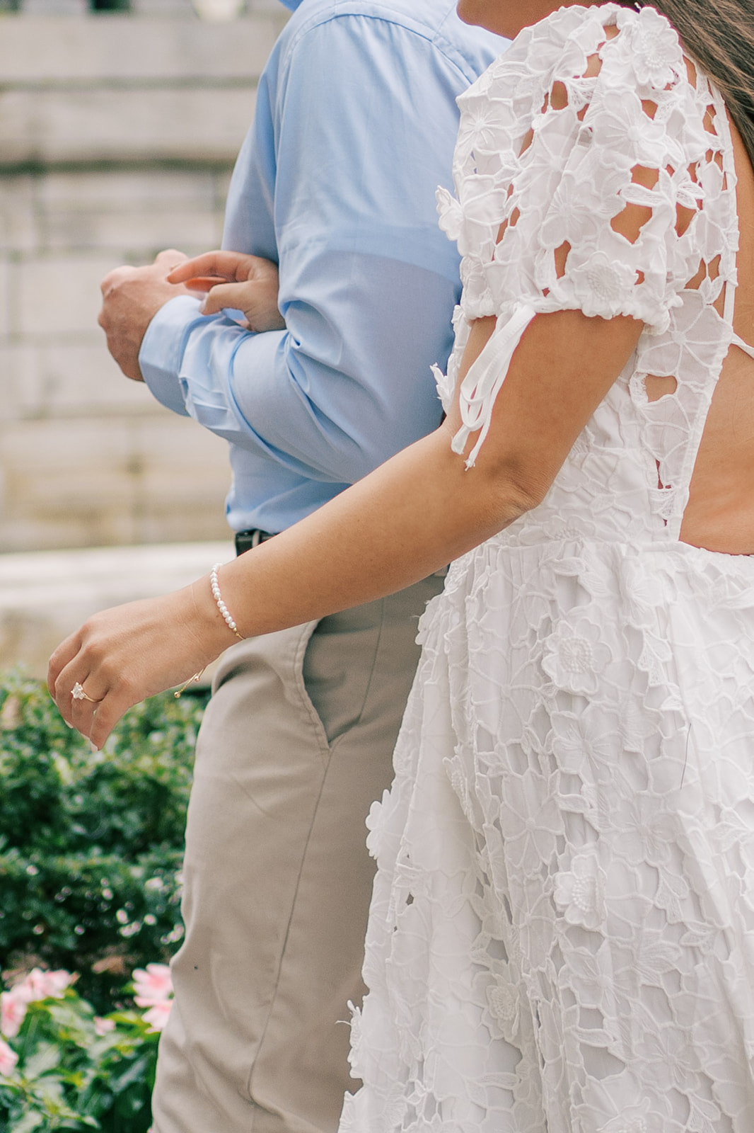 Couple holds hands at their Mt. Vernon engagement photos